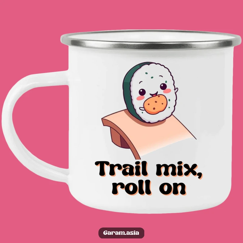 Funny Kawaii Sushi Roll Camping Mug: Ramp Rolling Fun, Outdoor Foodie Gift