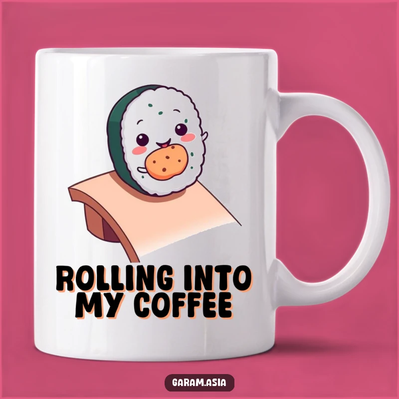 Funny Kawaii Sushi Roll Mug: Rolling Ramp Fun, Hilarious Foodie Gift