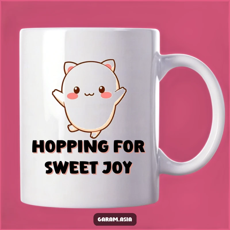 Funny Kawaii Wagashi Mug: Cheerful Hop Delight, Sweet Treat Gift