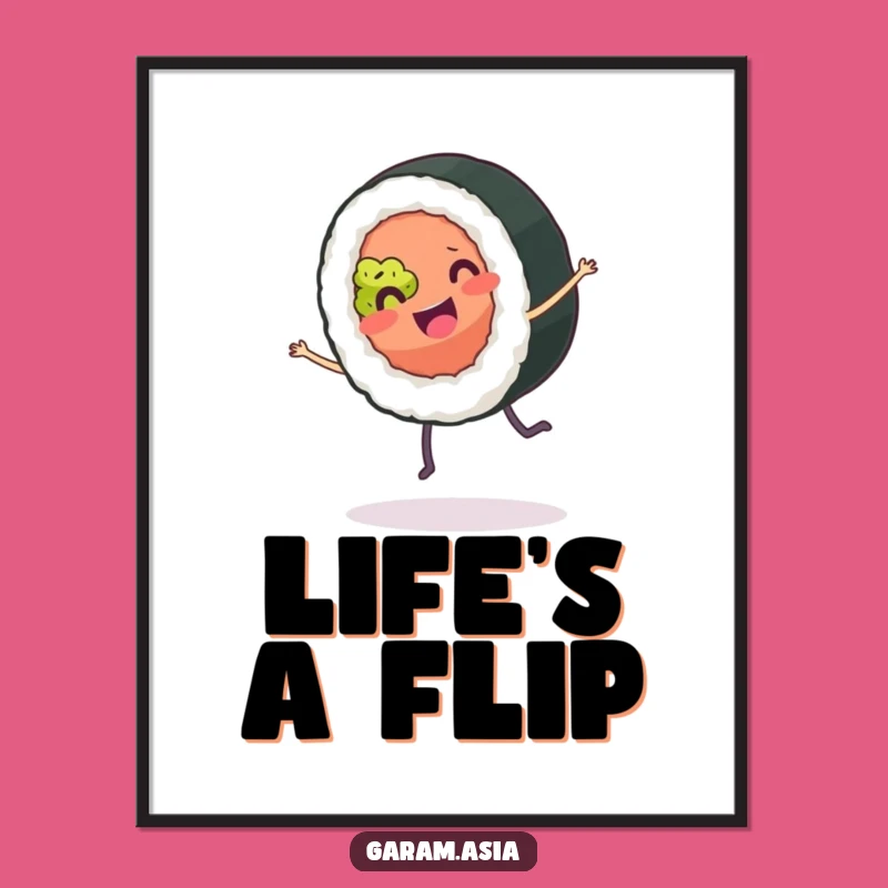 Funny Sushi Roll Digital Art: Instant Joyful Cartoon Decor for Foodies