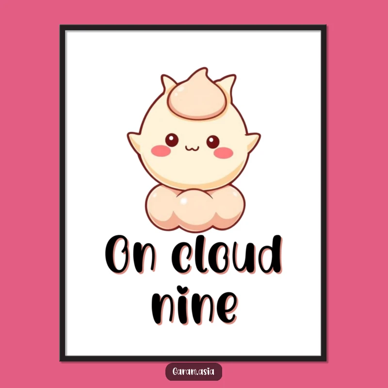 Funny Wonton Digital Art - Floating Kawaii Character, Instant Funny Gift Download
