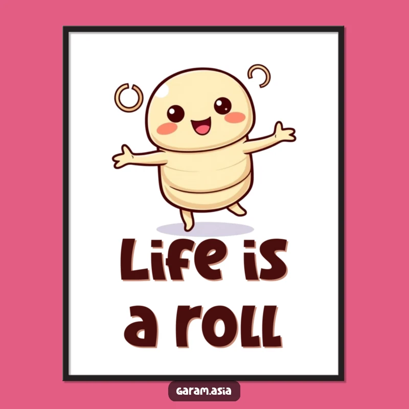 Funny Spring Roll Digital Art - Twirling Kawaii Character, Instant Funny Gift Download