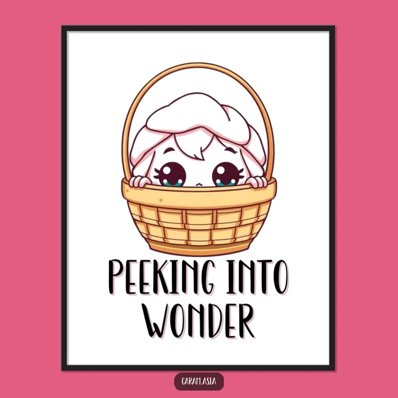 Funny Kawaii Dim Sum Digital Art: Peeking Surprise, Instant Foodie Decor