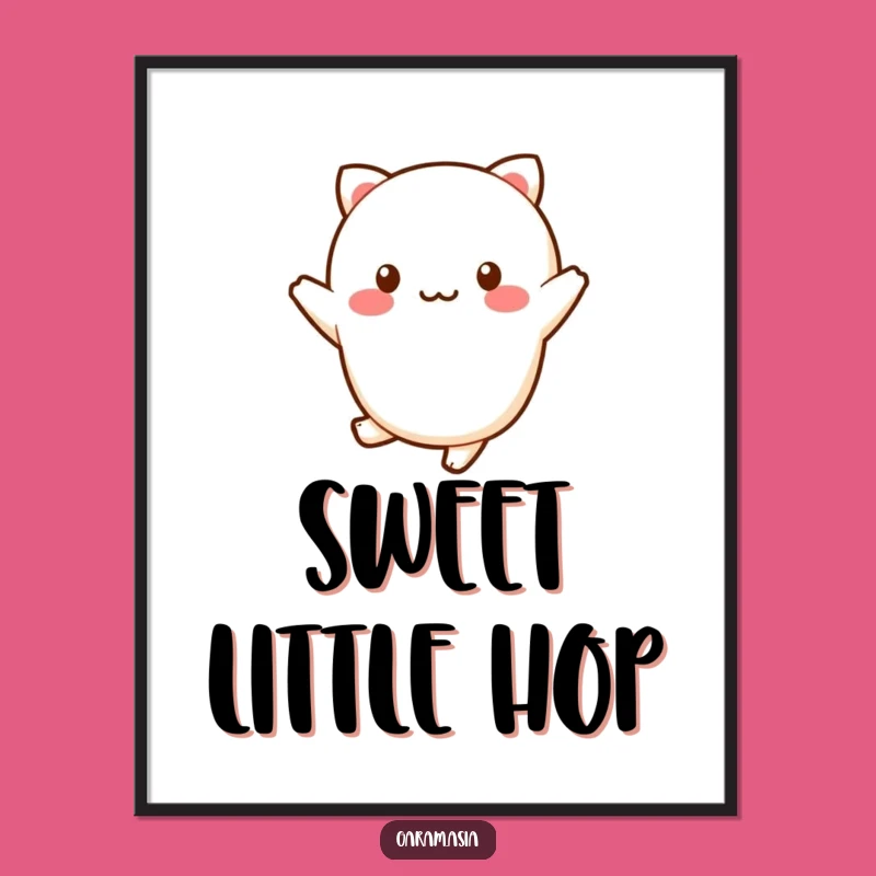 Funny Kawaii Wagashi Digital Art: Cheerful Hop, Instant Sweet Decor