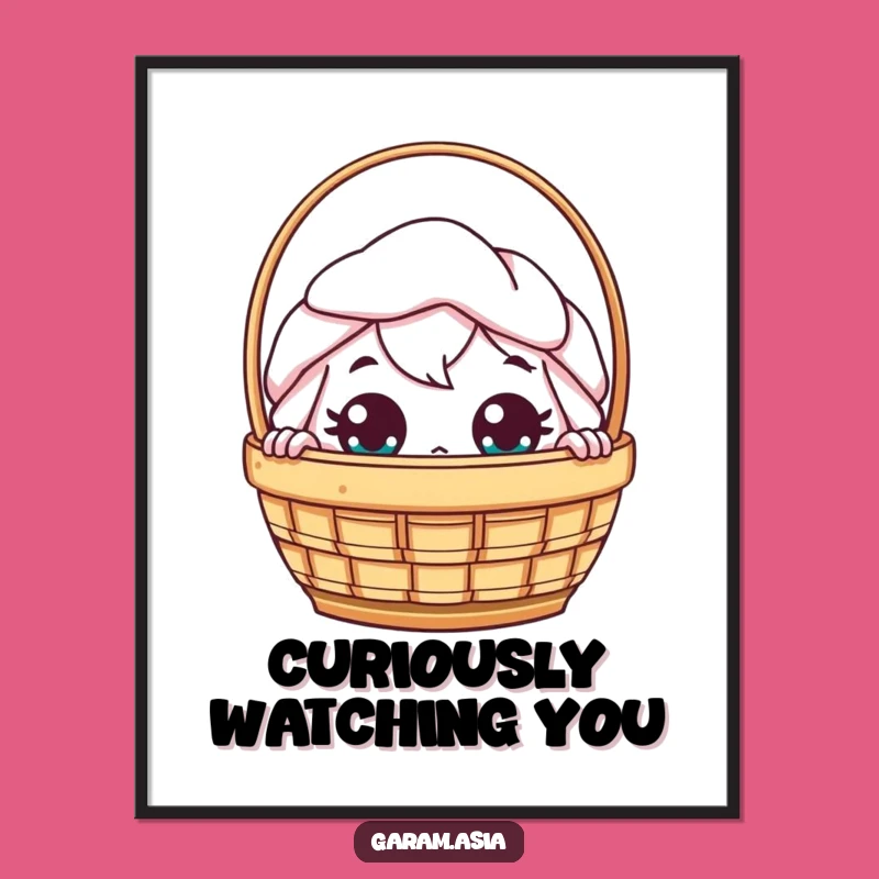 Funny Kawaii Dim Sum Art Print: Peeking Wonder, Asian Food Wall Decor