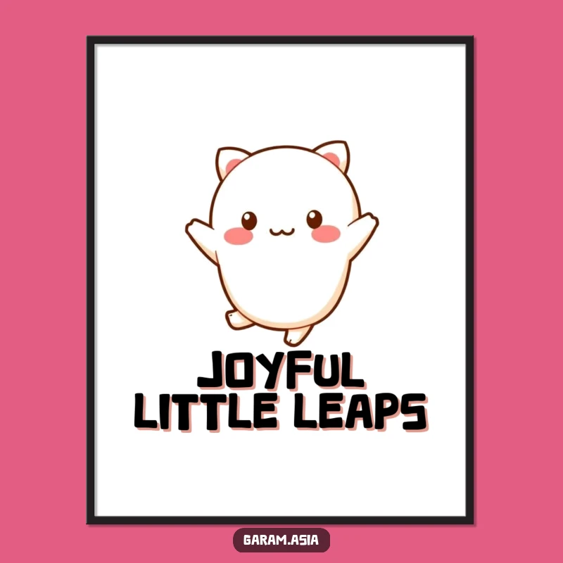 Funny Kawaii Wagashi Art Print: Cheerful Hop, Sweet Wall Decor Gift