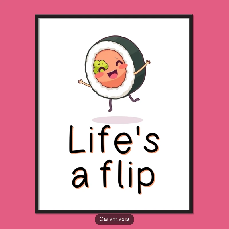 Funny Sushi Roll Poster: Inject Joyful Cartoon Energy onto Your Walls