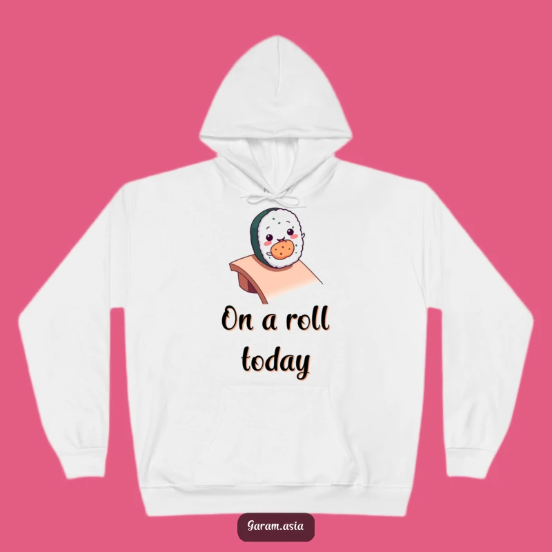 Cozy Funny Kawaii Sushi Roll Hoodie: Ramp Rolling Fun, Warm Foodie Gift
