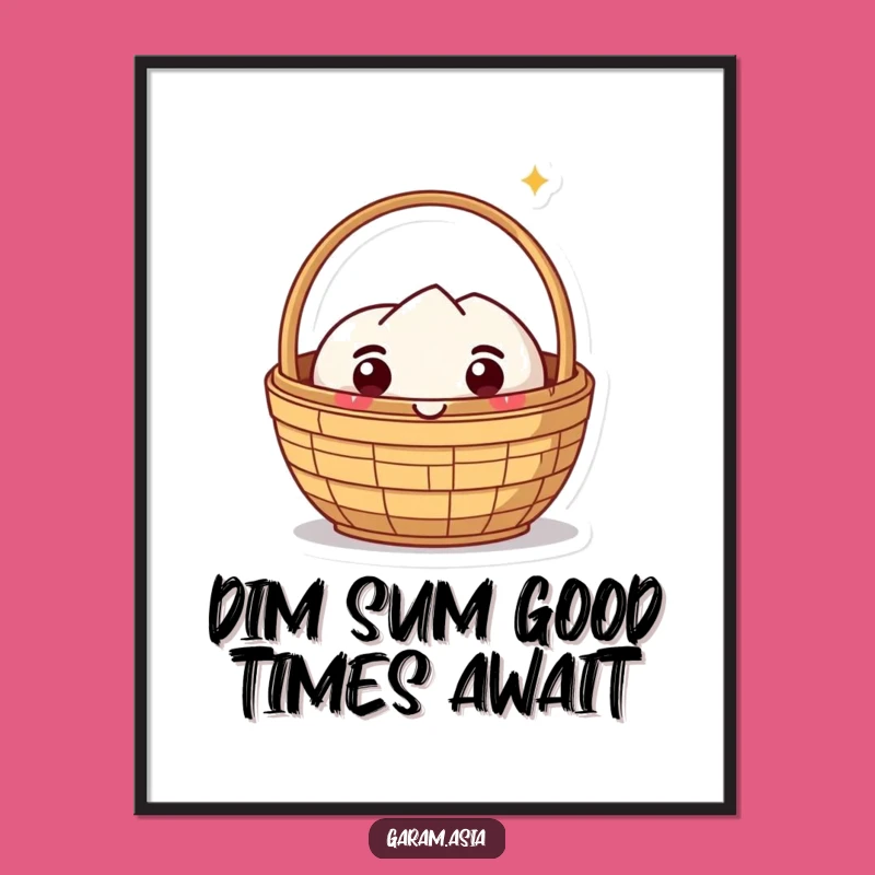 Free Printable Wall Art: Amused Dim Sum Basket Character, Funny Downloadable Decor