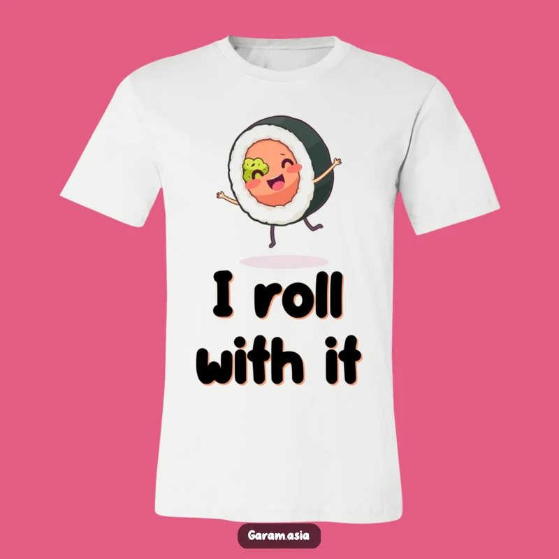 Funny Sushi Roll Cartwheel T-Shirt: Joyful Cartoon Foodie Tee, Perfect Fun Gift